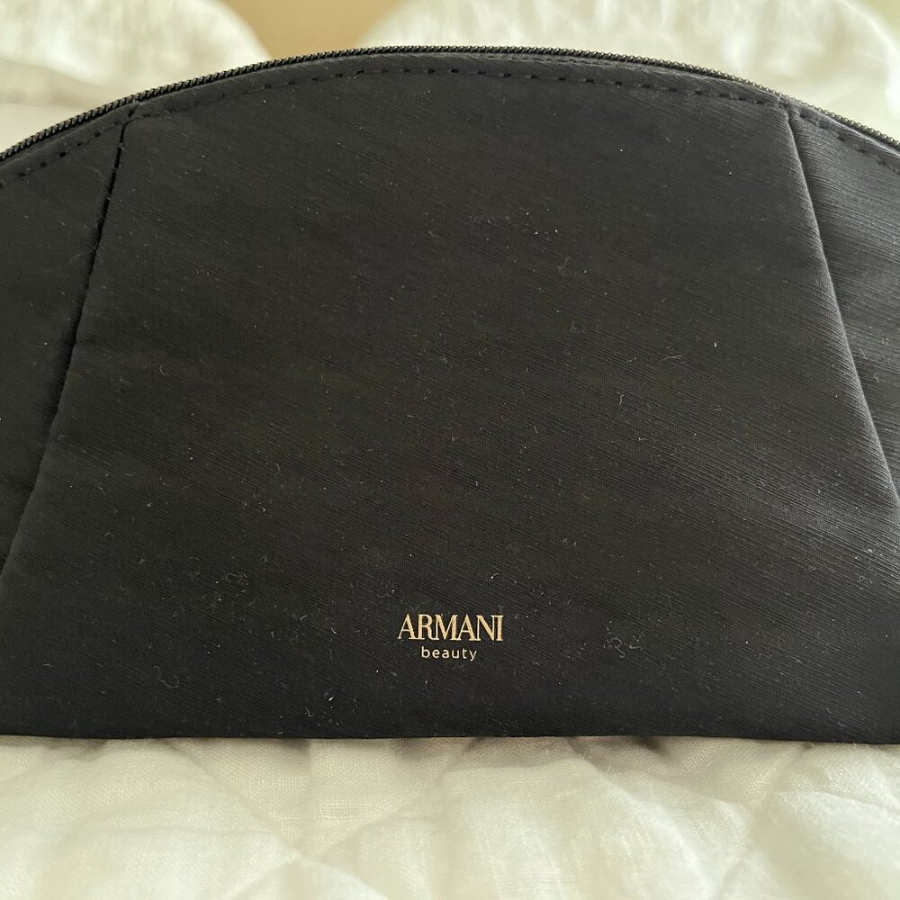 Giorgio Armani Black Makeup Cosmetic bag with mascara, lip stick & gloss samples